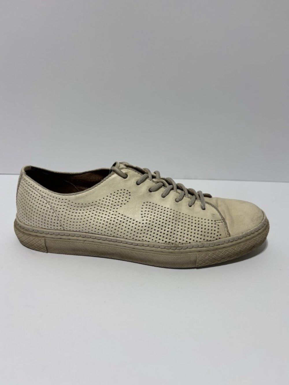 Frye Men’s Gates Logo Low Off White Leather Sneakers, Size 9.5 D